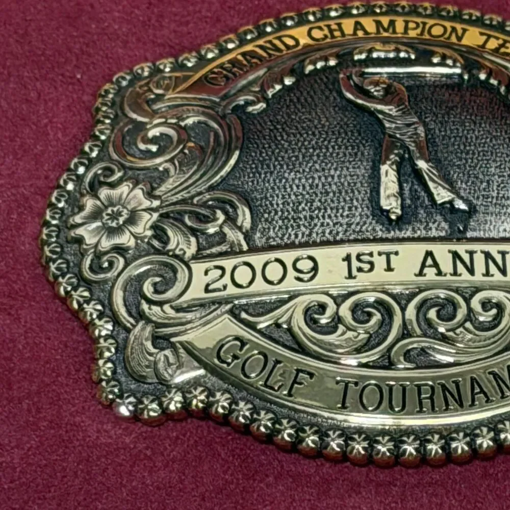2009 Gist Brass Belt Buckle 1st Annual Golf Tournament Grand Champion Award NIB